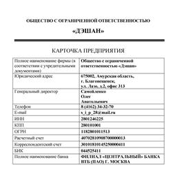 Карточка предприятия